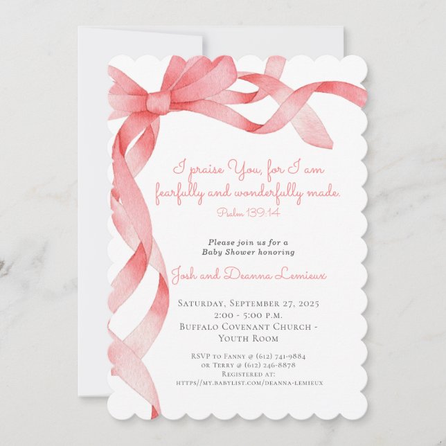 Invitation au Baby shower de carbone rose doux (Devant)