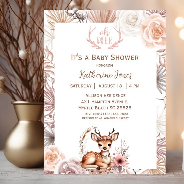 Invitation au Baby shower de cerfs de Boho mignonn (Créateur téléchargé)