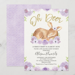 Invitation au Baby shower de cerfs de Lilac
