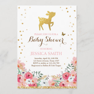 Invitation au baby shower de cerfs Fille de Woodla