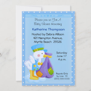 Invitation au Baby shower de cigogne