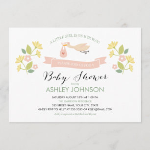 Invitation au Baby shower de cigogne