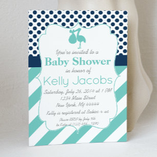 Invitation au Baby shower de cigogne