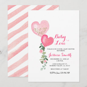 Invitation au baby shower de coeur de Valentine