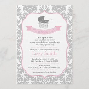 Invitation au Baby shower de Damask & Pram