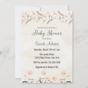 Invitation au Baby shower de Dandelion rose