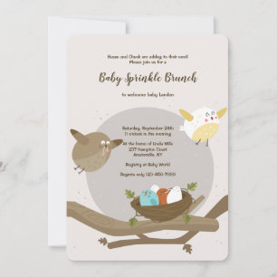 Invitation au Baby shower de famille d'oiseaux