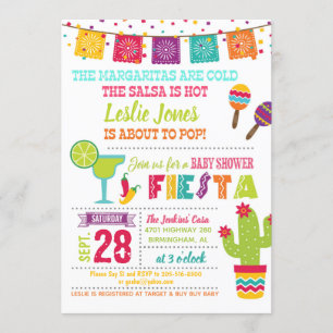 Invitation au Baby shower de Fiesta - Blanc