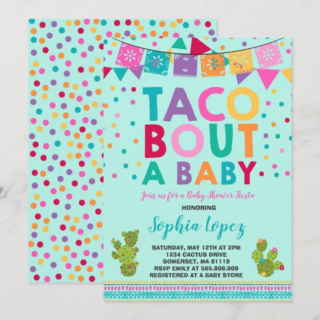 Invitation au Baby shower de Fiesta Taco Bout A Ba (Devant / Derrière)