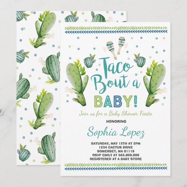 Invitation au Baby shower de Fiesta Taco Bout A Ba (Devant / Derrière)