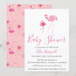 Invitation au Baby shower de Flamant rose rose