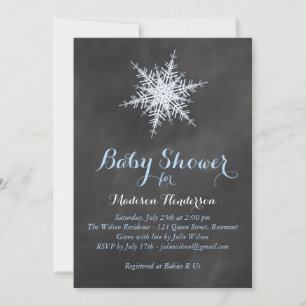 Invitation au Baby shower de flocon de neige - ble