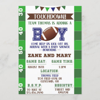 Invitation au Baby shower de football