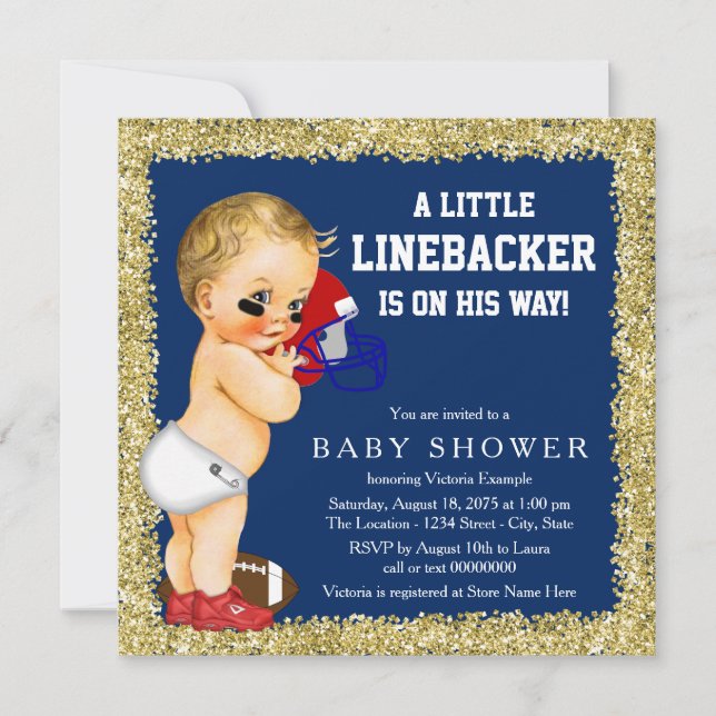 Invitation au Baby shower de football (Devant)