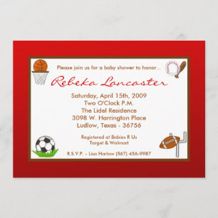 Invitation au Baby shower de football Red Boy Spor