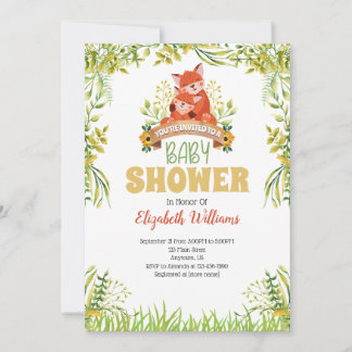 Invitation au Baby shower de Fox de bois