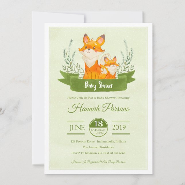 Invitation au Baby shower de Fox de bois neutre po (Devant)