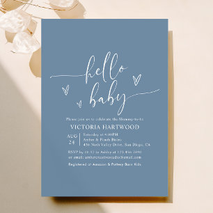 Invitation au Baby shower de garçon bleu Dusty