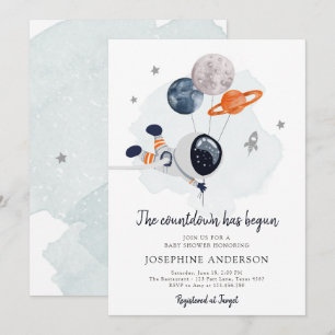 Invitation au Baby shower de garçon de l'astronaut