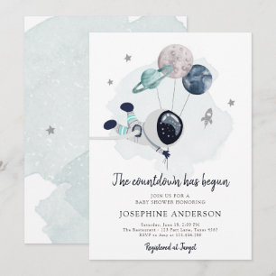 Invitation au Baby shower de garçon de l'astronaut