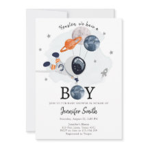 Invitation au Baby shower de garçon de l'astronaut