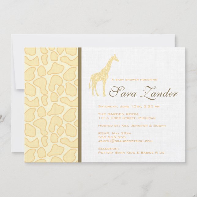 Invitation au Baby shower de Giraffe (Devant)