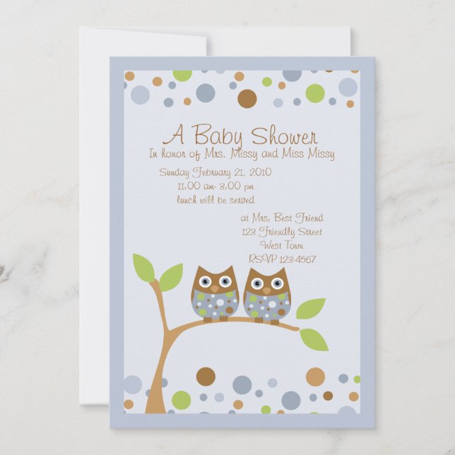 Invitation au Baby shower de la Chouette Twin (Devant)