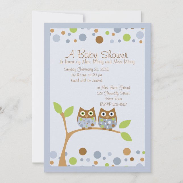 Invitation au Baby shower de la Chouette Twin (Devant)
