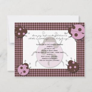 Invitation au Baby shower de la coccinelle rose et