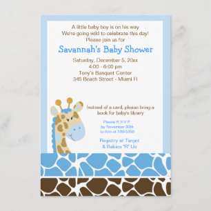 Invitation au Baby shower de la Girafe bleue