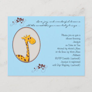 Invitation au Baby shower de la Girafe bleue et Br