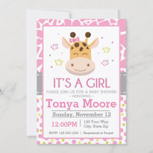 Invitation au Baby shower de la Girafe Polka Dot (