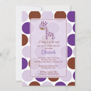 Invitation au Baby shower de la Girafe pourpre