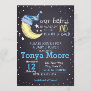 Invitation au Baby shower de la Lune et du dos (ga