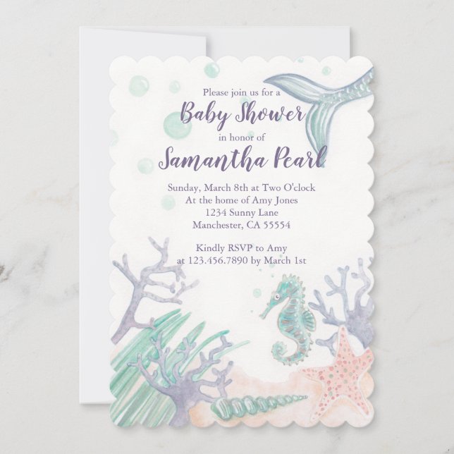 Invitation au Baby shower de la mer (Devant)