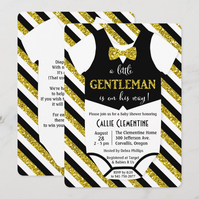 Invitation au Baby shower de la petite Cravate Gen (Devant / Derrière)