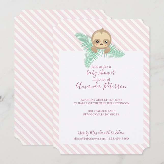 Invitation au Baby shower de la sorcellerie rose (Devant / Derrière)