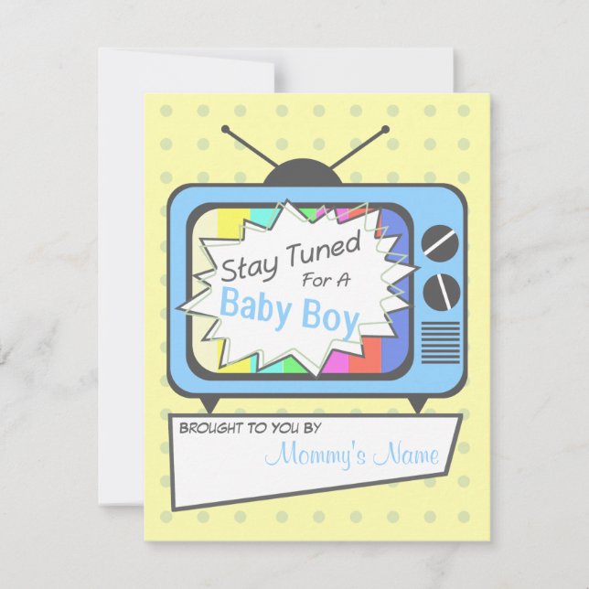 Invitation au Baby shower de la télévision Retro B (Devant)