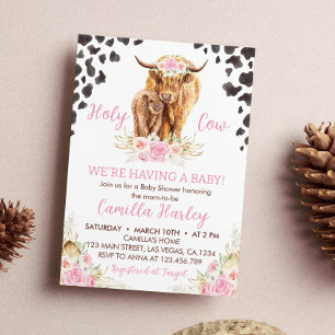 Invitation au Baby shower de la vache Highland