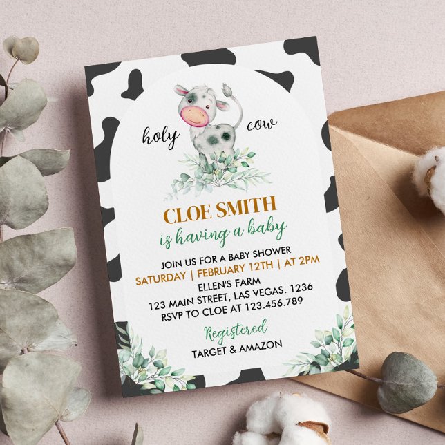 Invitation au Baby shower de la Vache Sainte (Créateur téléchargé)