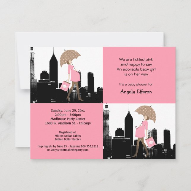 Invitation au Baby shower de la ville pour une nou (Devant)