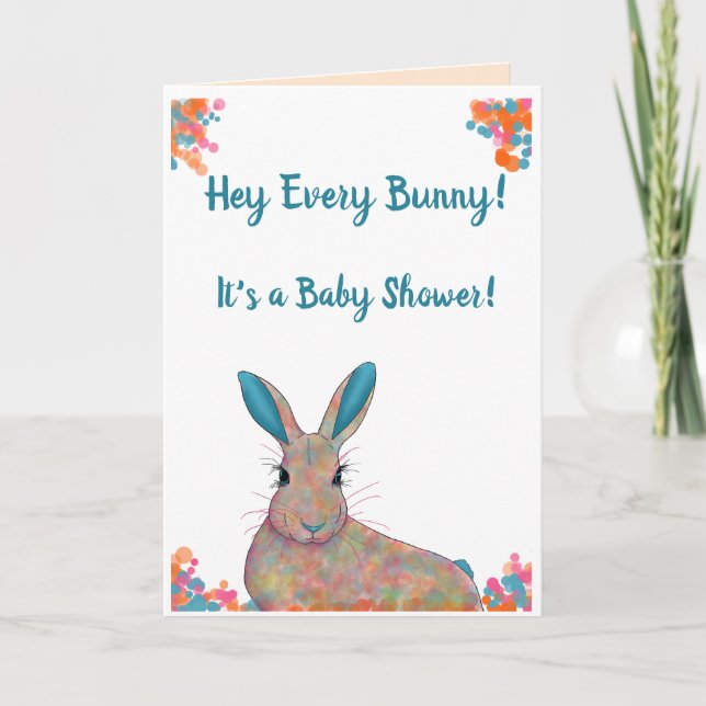 Invitation au Baby shower de lapin neutre pour le  (Devant)
