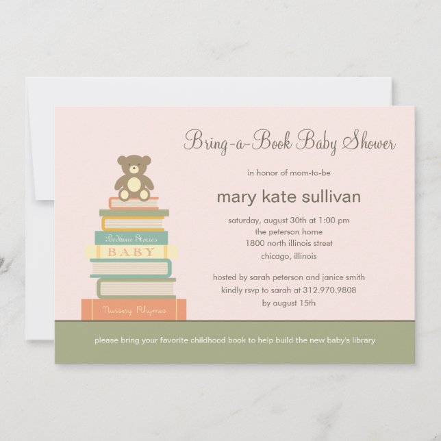 Invitation Au Baby shower De Livre (Pink) (Devant)