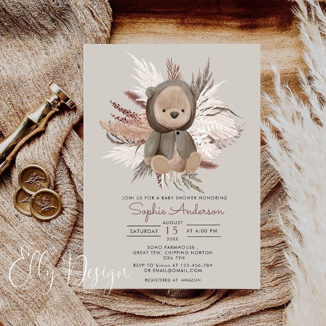 Invitation au Baby shower de l'ours de Boho (Créateur téléchargé)