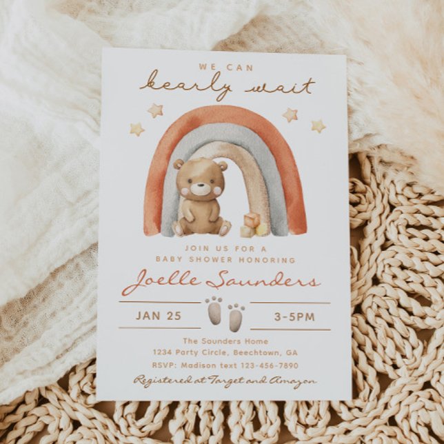Invitation au Baby shower de l'ours de Boho | Bébé (Créateur téléchargé)