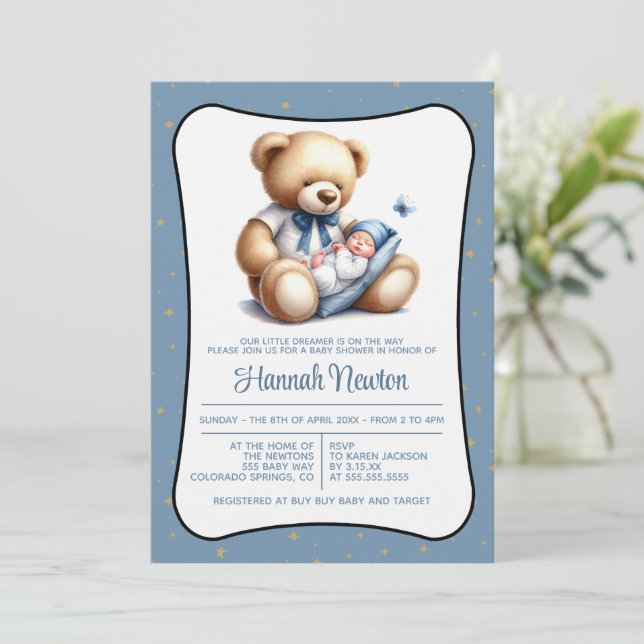 Invitation au Baby shower de l'ours de rêve (Debout devant)