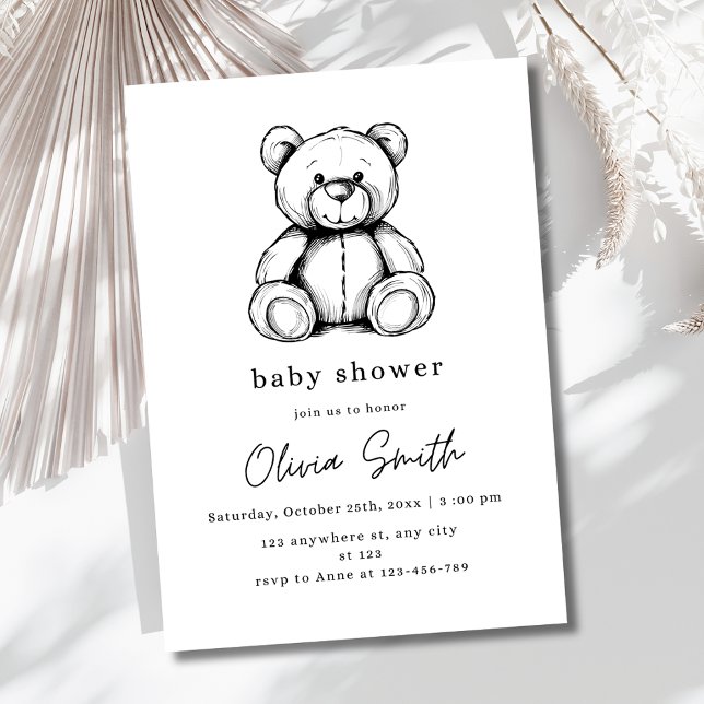 Invitation au Baby shower de l'ours en peluche, no (Créateur téléchargé)
