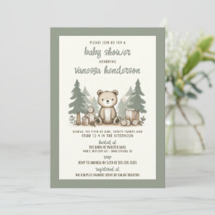 Invitation au Baby shower de l'ours forestier