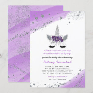 Invitation au Baby shower de l'Unicorne d'argent m