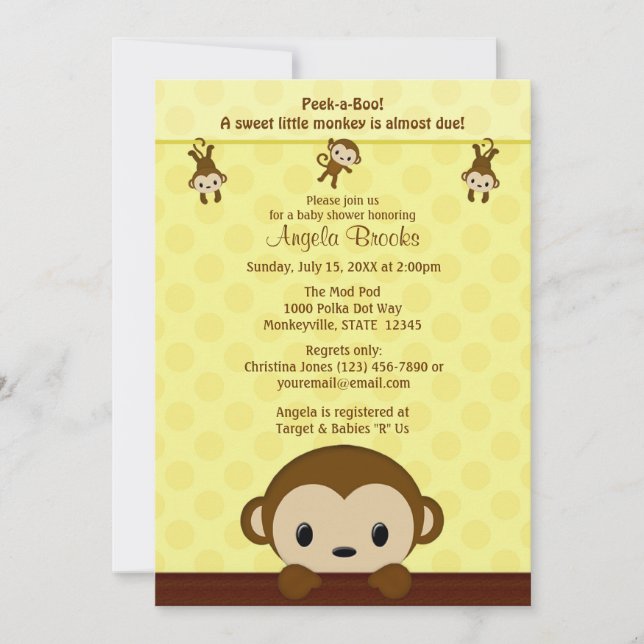 Invitation au Baby shower de LUNKEY Polka Dot YELL (Devant)